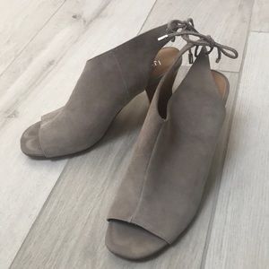 Franco Sarto Suede Peep-Toe Tieback Sandal